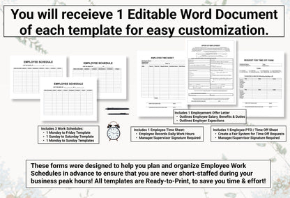 New Hire / Employee Onboarding Bundle! | 6 Re-Usable Templates That Cover Offers of Employment, Employee Scheduling and Time Off Requests