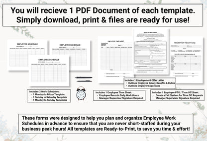 New Hire / Employee Onboarding Bundle! | 6 Re-Usable Templates That Cover Offers of Employment, Employee Scheduling and Time Off Requests