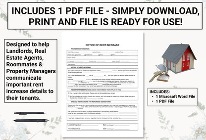 Rent Increase Notice | Give Tenants Enough Time To Budget For A Higher Monthly Rent Increase Or Vacate The Premise With This Friendly Notice
