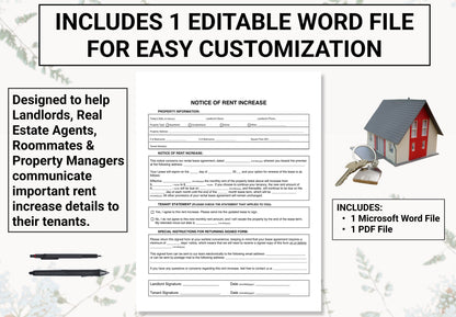 Rent Increase Notice | Give Tenants Enough Time To Budget For A Higher Monthly Rent Increase Or Vacate The Premise With This Friendly Notice