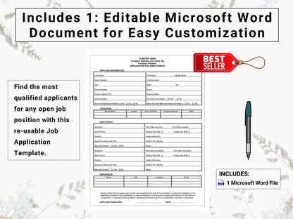 Job Application Form | Save Time & Money by Automating New Hire Procedures With This Clean, Simple Editable Employment Application Template