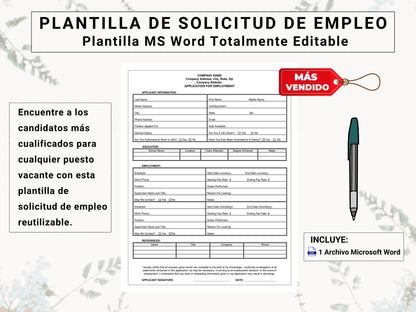 Formulario De Solicitud De Empleo En Español | Employment / Job Application Form in Spanish | Simplify The Process of Hiring New Employees!