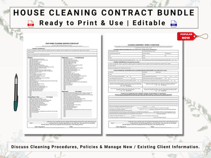 Home Cleaning Business Bundle | Includes A Cleaning Contract & Checklist | Create Automated Procedures For Scheduling Cleaning Appointments