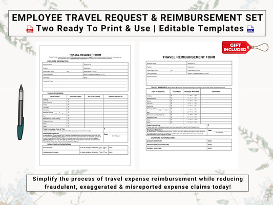 Employee Travel Requisition & Expense Reimbursement Set | Create Automated Systems to Collect and Approve Employee Business Trip Expenses