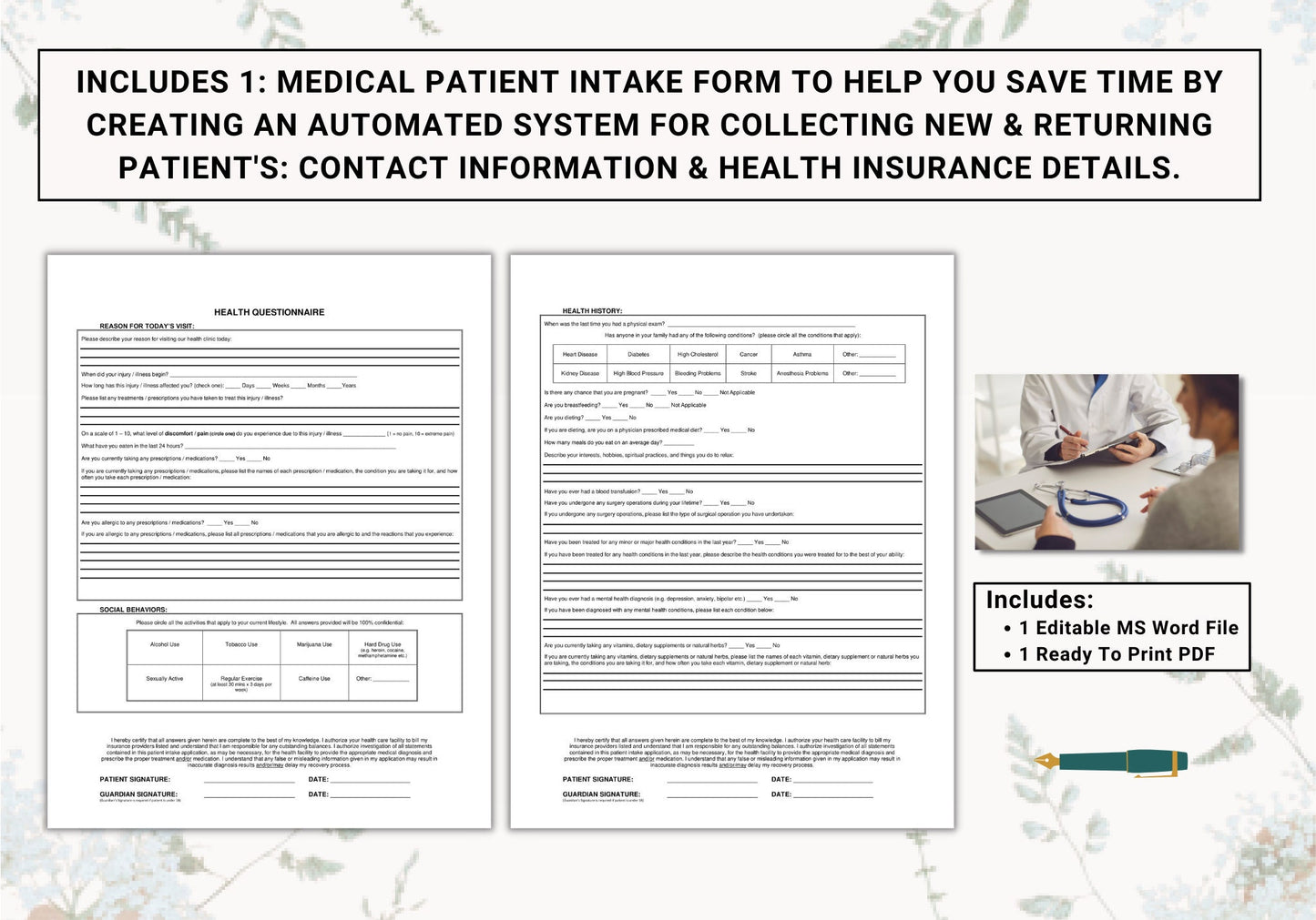 Medical Patient Intake Set | Save Valuable Time of Health Providers by Creating An Automated System For Onboarding New & Returning Patients