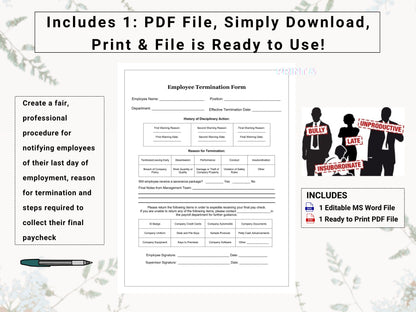 Employee Termination Form | Create a Fair & Professional Procedure For Employee Layoffs / Dismissals |  Simply Explain Off-boarding Policy