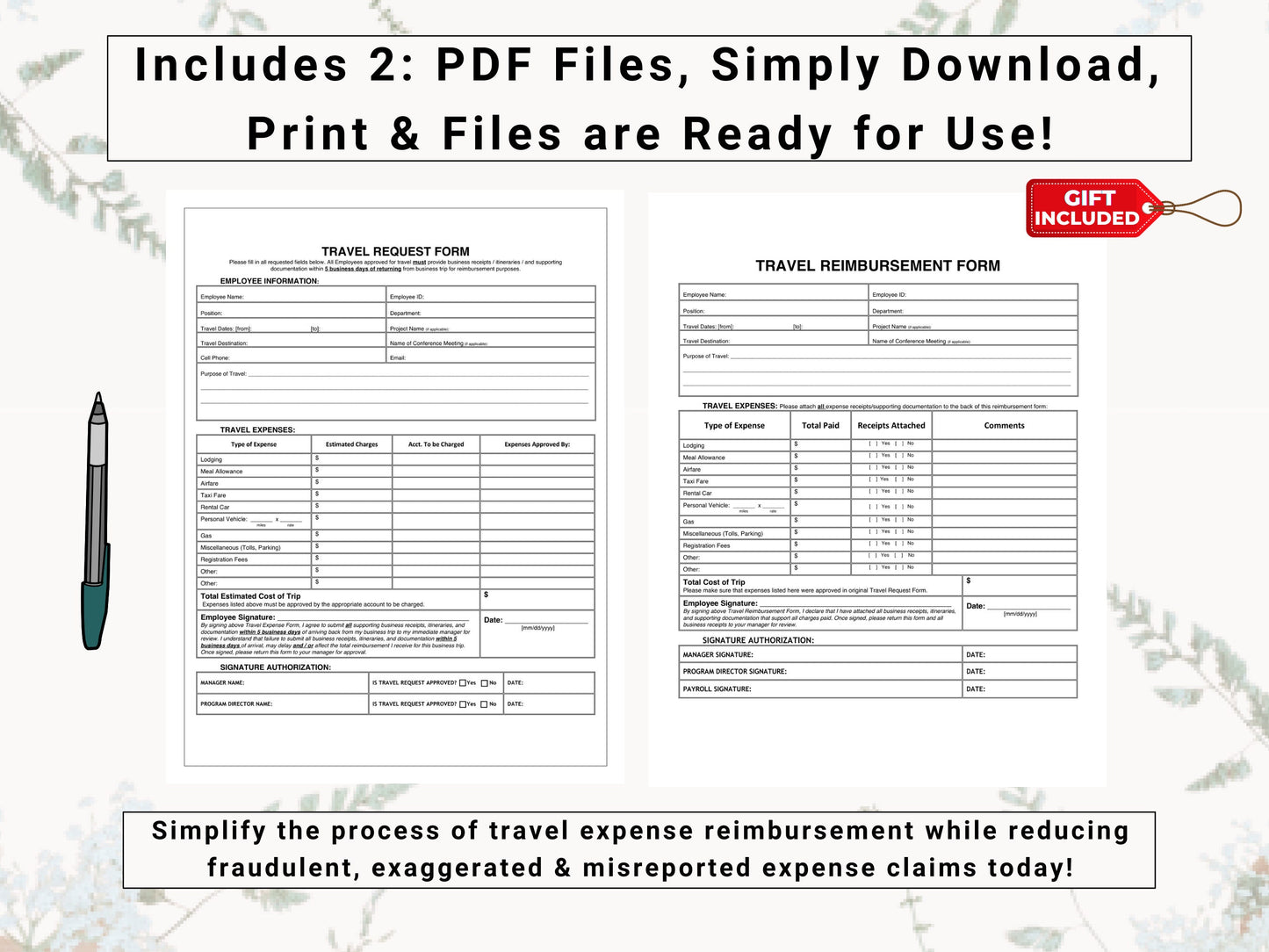 Employee Travel Requisition & Expense Reimbursement Set | Create Automated Systems to Collect and Approve Employee Business Trip Expenses