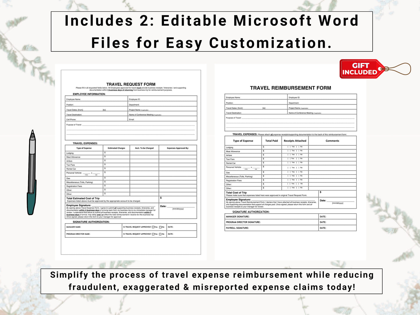 Employee Travel Requisition & Expense Reimbursement Set | Create Automated Systems to Collect and Approve Employee Business Trip Expenses