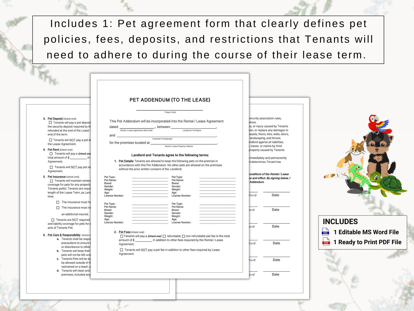 Rental / Lease Application & Pet Policy Bundle | Find The Best Tenants For Your Home | Establish Clear Pet Rules / Expectations | Re-Usable!