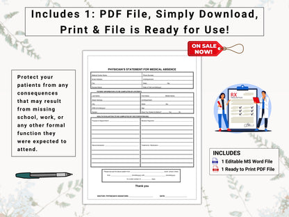 Doctor's Note / Doctor's Excuse Letter | Automate Patient Medical Sick Leave / Absence Requests With This Re-Usable Medical Excuse Note