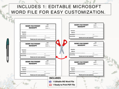 Rent Payment Receipt | Stay Organized, Maintain a Professional Appearance & Track Tenant Payments With This Re-Usable, Rent Paid Receipt