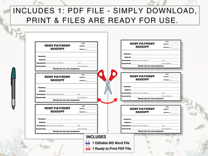 Rent Payment Receipt | Stay Organized, Maintain a Professional Appearance & Track Tenant Payments With This Re-Usable, Rent Paid Receipt