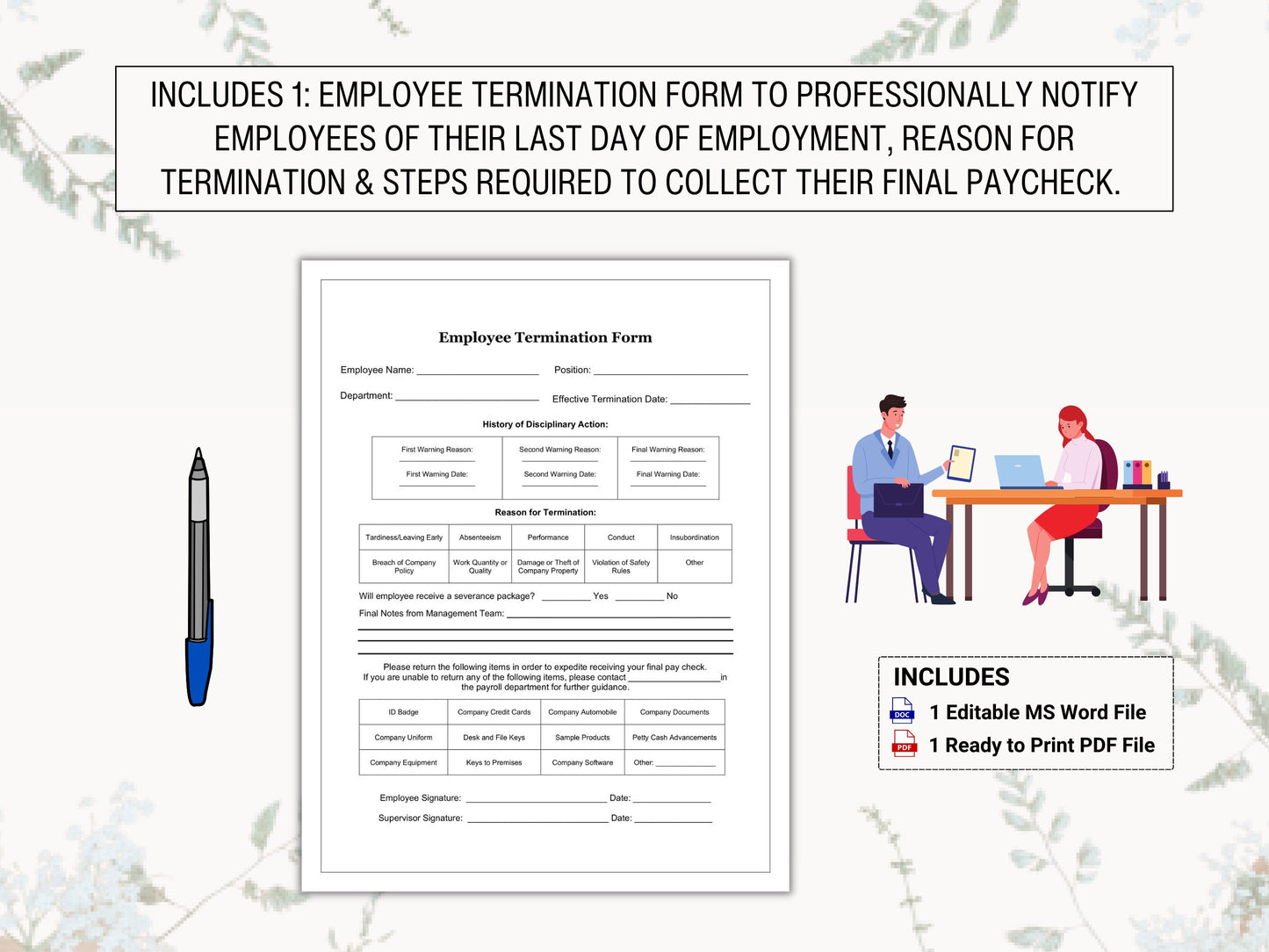 Employee Performance Evaluation Collection | Covers: Employee Reviews, Disciplinary Action, Final Warnings, Employee Raises & Terminations