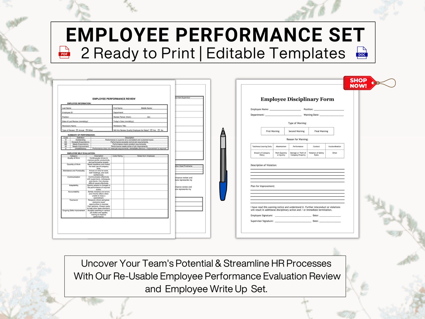 Employee Performance Bundle | Promote Employee Growth & Personal Development With This Reusable Employee Performance Review and Write Up Set