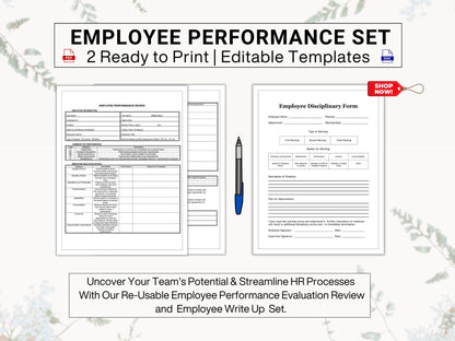 Employee Performance Bundle | Promote Employee Growth & Personal Development With This Reusable Employee Performance Review and Write Up Set