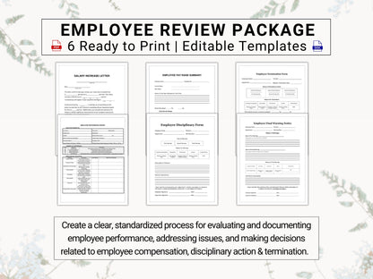 Employee Performance Evaluation Collection | Covers: Employee Reviews, Disciplinary Action, Final Warnings, Employee Raises & Terminations