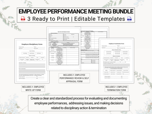 Employee Performance Meeting Bundle | Promote Employee Growth, Success & Personal Development While Enforcing Company Rules / Expectations