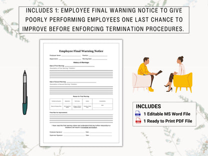 Employee Performance Evaluation Collection | Covers: Employee Reviews, Disciplinary Action, Final Warnings, Employee Raises & Terminations