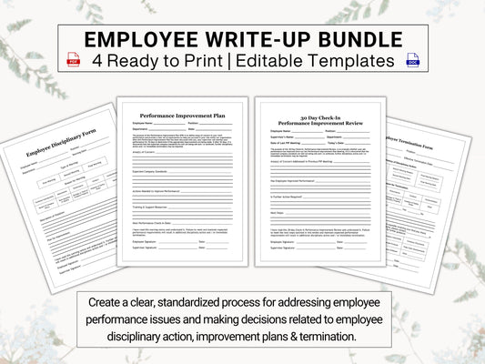 Employee Performance Improvement Bundle | Create Fair Systems for Training & Evaluating Poorly Performing Staff On Company Procedures Today!