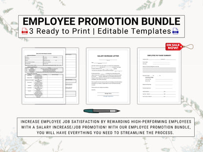 Employee Promotion Trio | Simplify Employee Promotions | Includes an Employee Performance Review, Salary Increase Letter & Pay Raise Summary