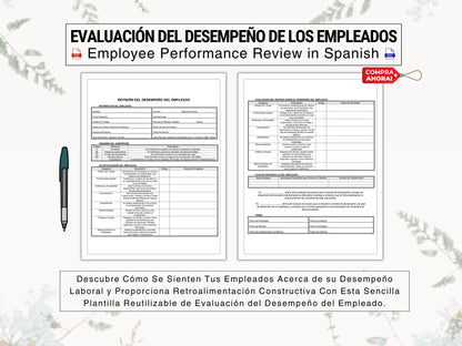 Evaluación del Desempeño del Empleado | Employee Performance Evaluation Form in Spanish | ¡Ayuda a tus Empleados a Crecer | Spanish HR Forms