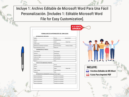 Información del Empleado y Formulario de Contacto de Emergencia | Employee Information & Emergency Contact Form In Spanish | Manager Forms
