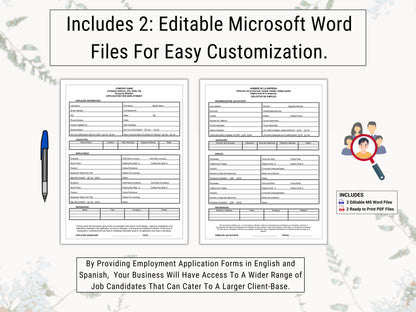 Employment / Job Application Forms in English & Spanish | Attract Diverse Talent That Can Help You Cater To A Larger Client-Base Today!